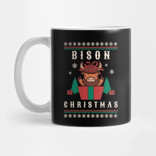 Santa Bison Animal Xmas Lighting Ugly Bison Christmas Mug